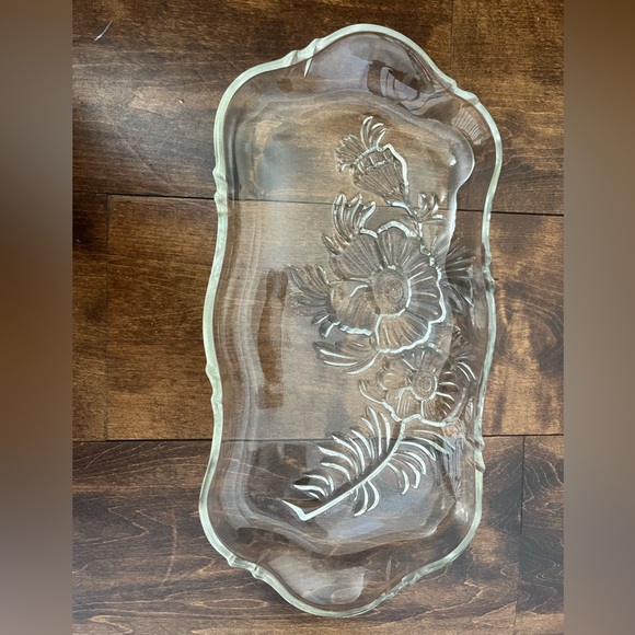 Rectangular Glass Tray with Flowers - Picture 2 of 7